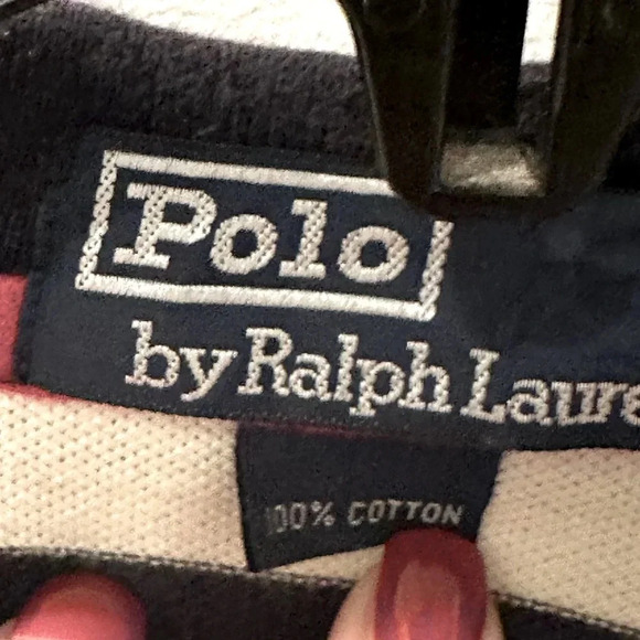 Men’s Ralph Lauren Polo Navy & White Striped Size Large - Picture 4 of 5